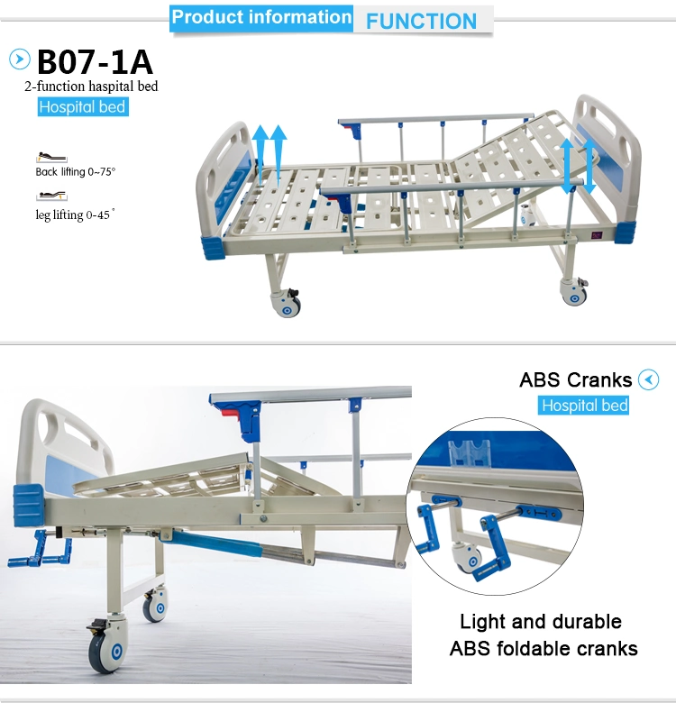 Two Functions Adjustable Medical Steel Home Care Hospital Bed for Patients and Hospital