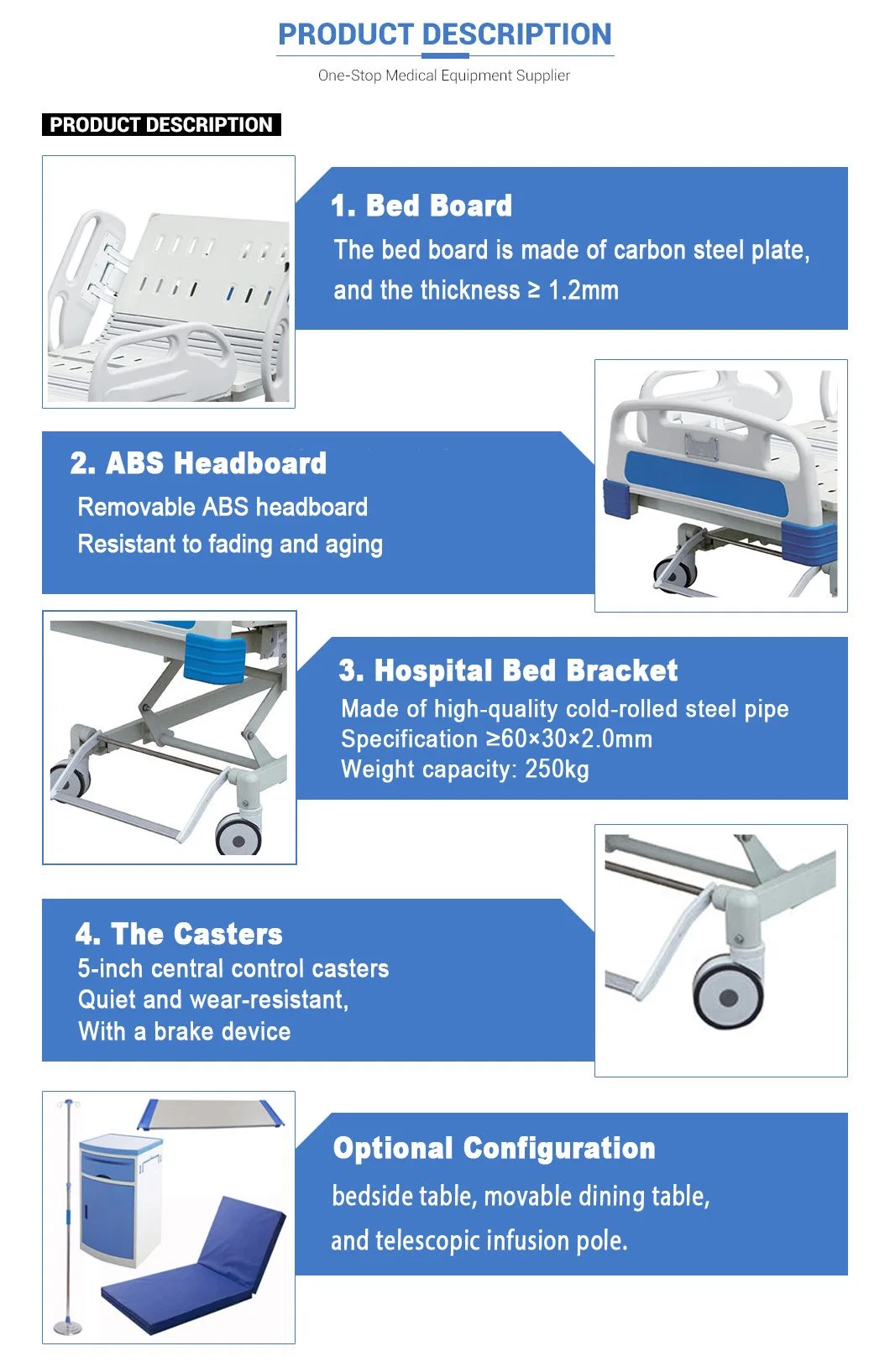 Medical Hospital Furniture Medical ICU Patient 3 5 Function Electric Nursing Hospital Bed